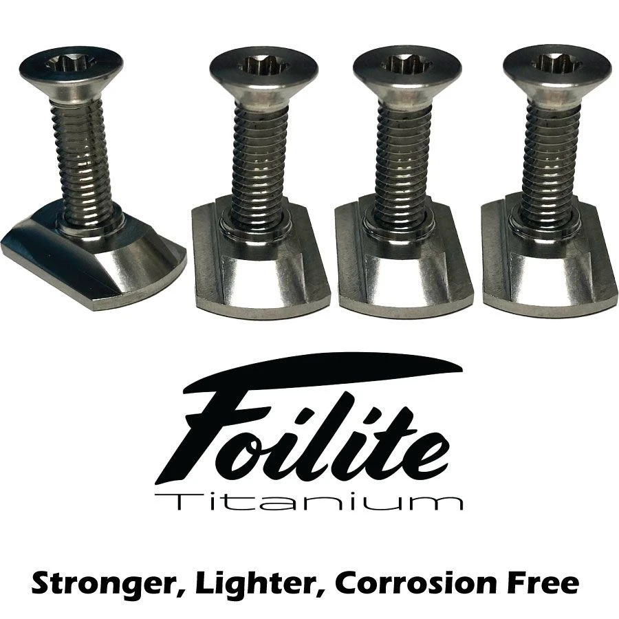 Foilite - M6 Titanium Hydrofoil Hardware Set - 4 Track Nuts And 4 M6 Screws Discounts Apply ! 1 Foilite - M6 Titanium Hydrofoil Hardware Set - 4 Track Nuts And 4 M6 Screws Discounts Apply !